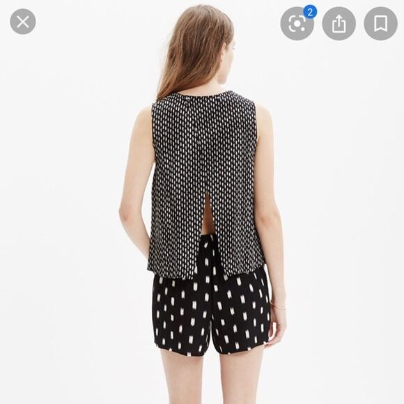 MADEWELL IKAT OVERLAY SHORTS ROMPER BLACK WHITE SIZE SMALL - Picture 2 of 2